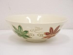 京焼　隆山造　金彩色絵雲錦流し平茶碗